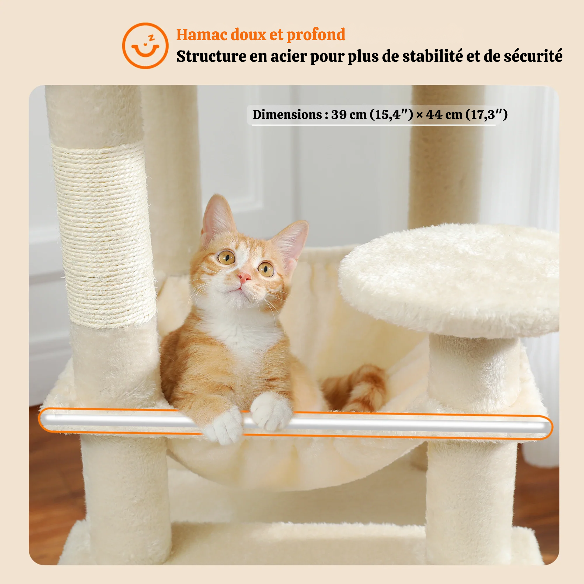 Arbre à chat XXL – hamac, niches et perchoirs pour petits espaces