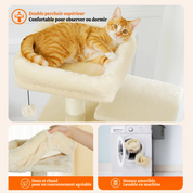 Arbre à chat XXL – hamac, niches et perchoirs pour petits espaces