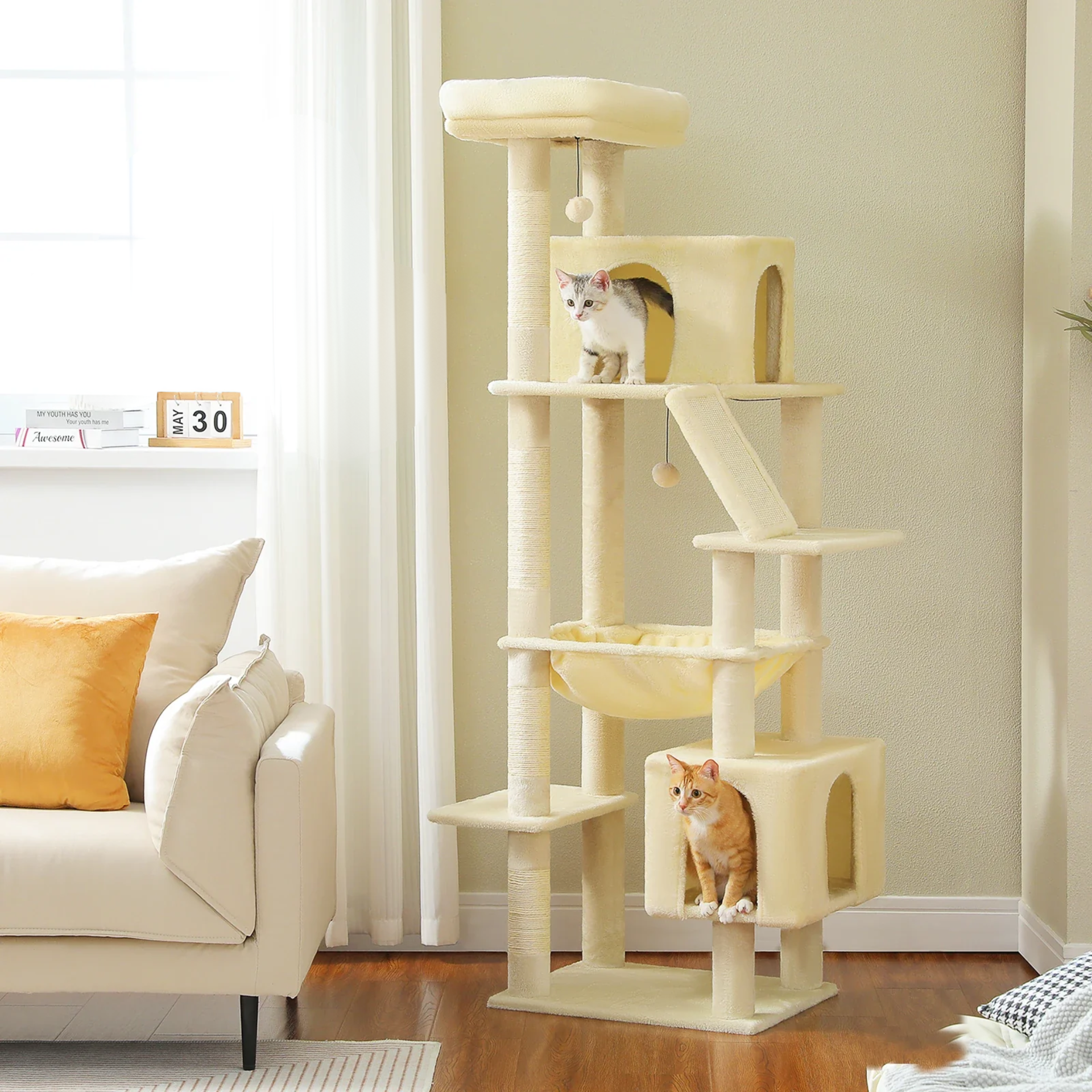 Arbre à chat XXL - avec hamac, niches et perchoir XXL
