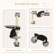 Arbre à chat mural avec hamac suspendu – design compact et 100 % vertical