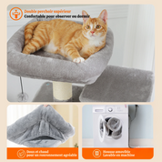 Arbre à chat XXL – hamac, niches et perchoirs pour petits espaces