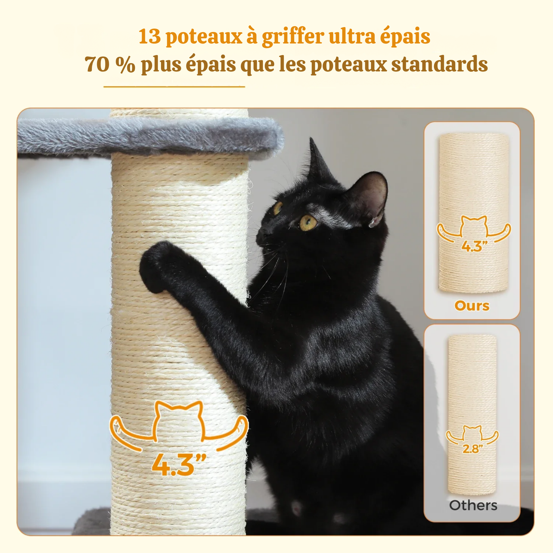 Arbre à chat XXL 170 cm – structure massive et ultra stable