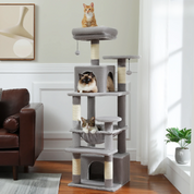Arbre à chat XXL – hamac, niches et perchoirs pour petits espaces