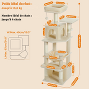 Arbre à chat XXL – hamac, niches et perchoirs pour petits espaces