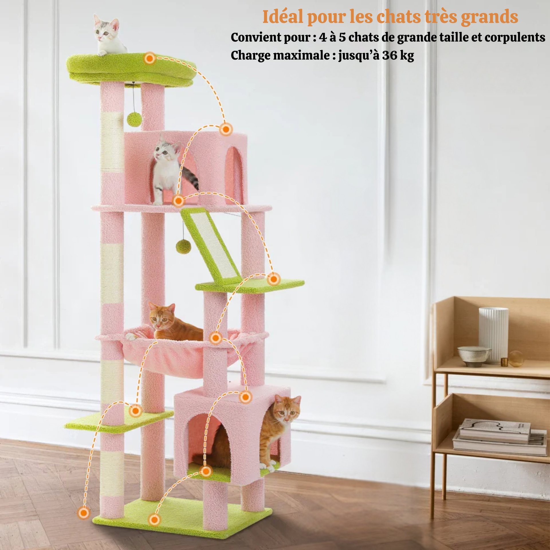 Arbre à chat XXL - avec hamac, niches et perchoir XXL