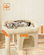 Arbre à chat petit avec condos douillets - structure stable pour grands Chats, griffoirs sisal et perchoir lavable