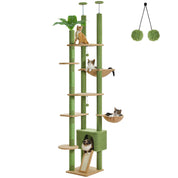 Arbre à chat plafond XXL géant - structure robuste 16kg, 5 griffoirs sisal, hamac et niche