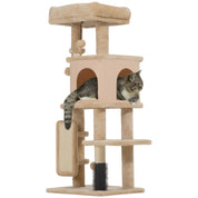 Arbre à chat XXL géant et brosse intégrée - 3 plateformes, niche spacieuse et griffoirs sisal