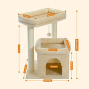 Arbre à chat petit espace : doubles perchoirs, sisal naturel, confort multi chat