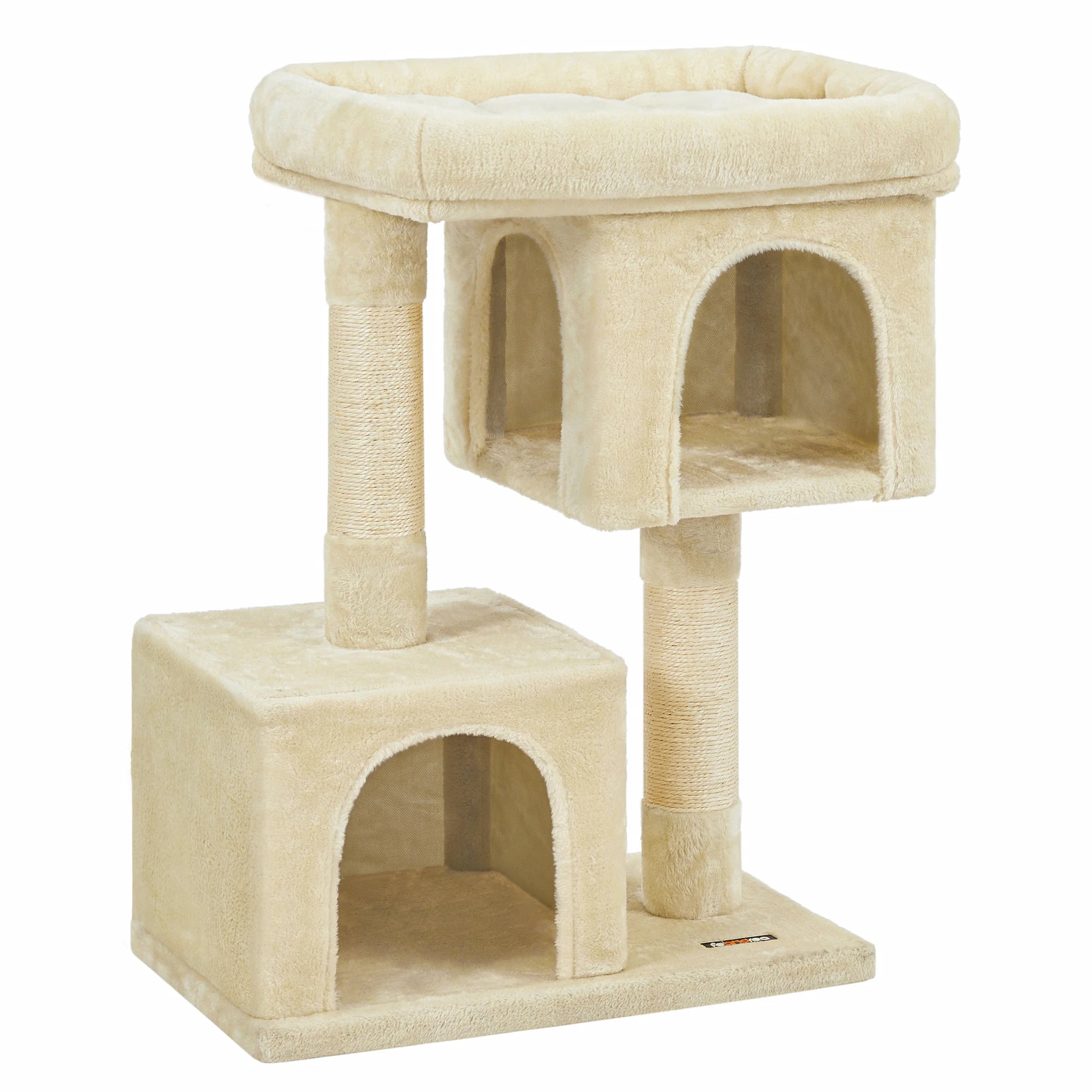 Arbre à chat petit avec condos douillets - structure stable pour grands Chats, griffoirs sisal et perchoir lavable