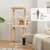 Arbre à chat XXL géant et brosse intégrée - 3 plateformes, niche spacieuse et griffoirs sisal