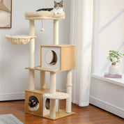 Arbre à chat XXL géant & litière cachée anti-odeurs - griffoir, niche et rangement
