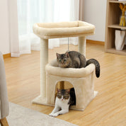 Arbre à chat petit espace : doubles perchoirs, sisal naturel, confort multi chat