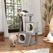 Arbre à chat XXL géant & litière cachée anti-odeurs - griffoir, niche et rangement