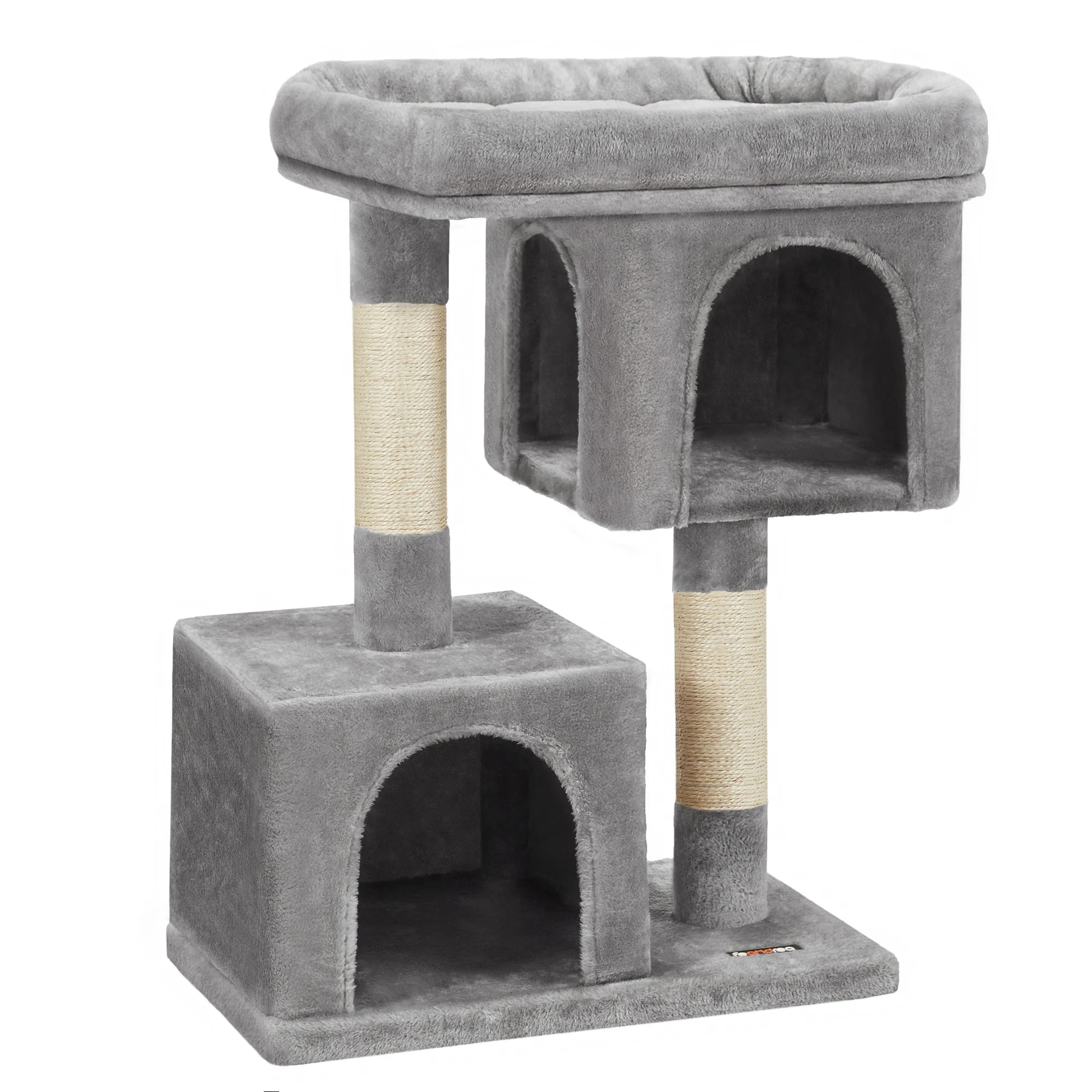 Arbre à chat petit avec condos douillets - structure stable pour grands Chats, griffoirs sisal et perchoir lavable