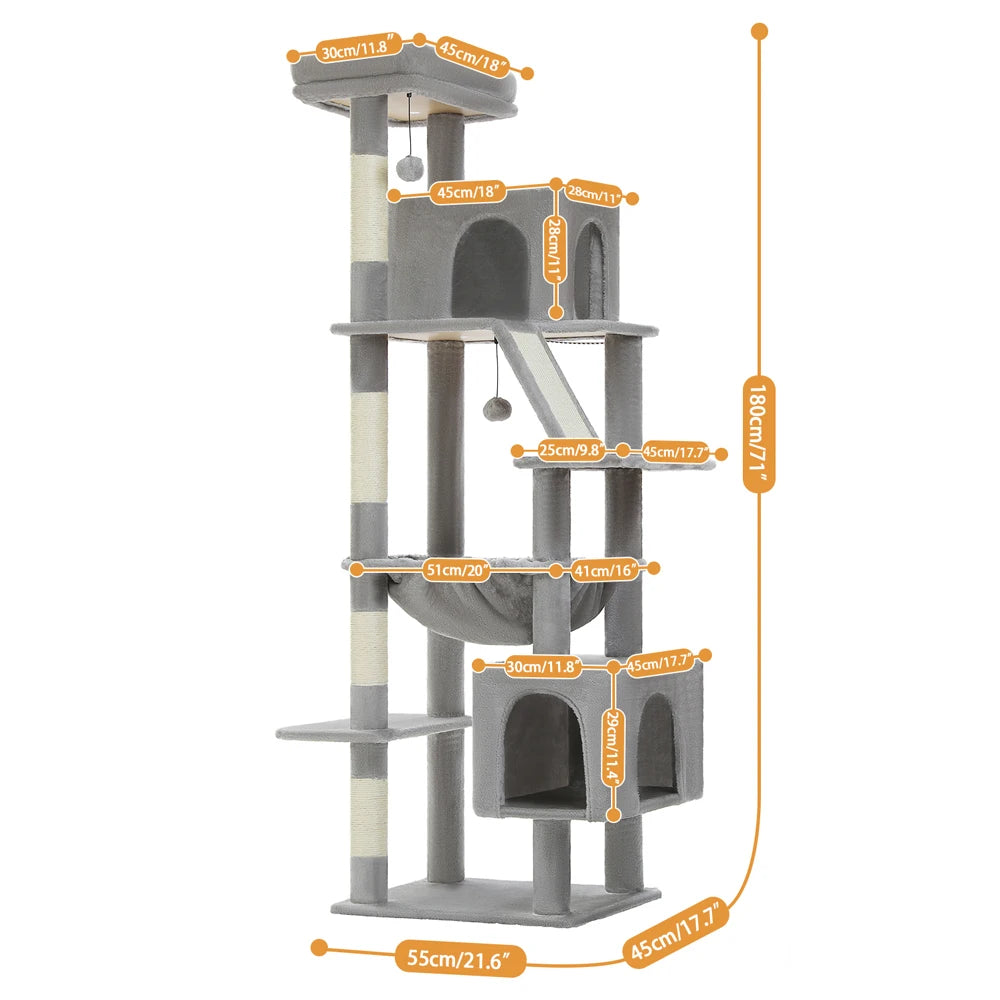 Arbre à chat XXL géant - avec hamac, niches et perchoir XXL