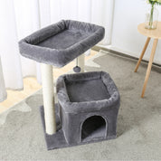 Arbre à chat petit espace : doubles perchoirs, sisal naturel, confort multi chat