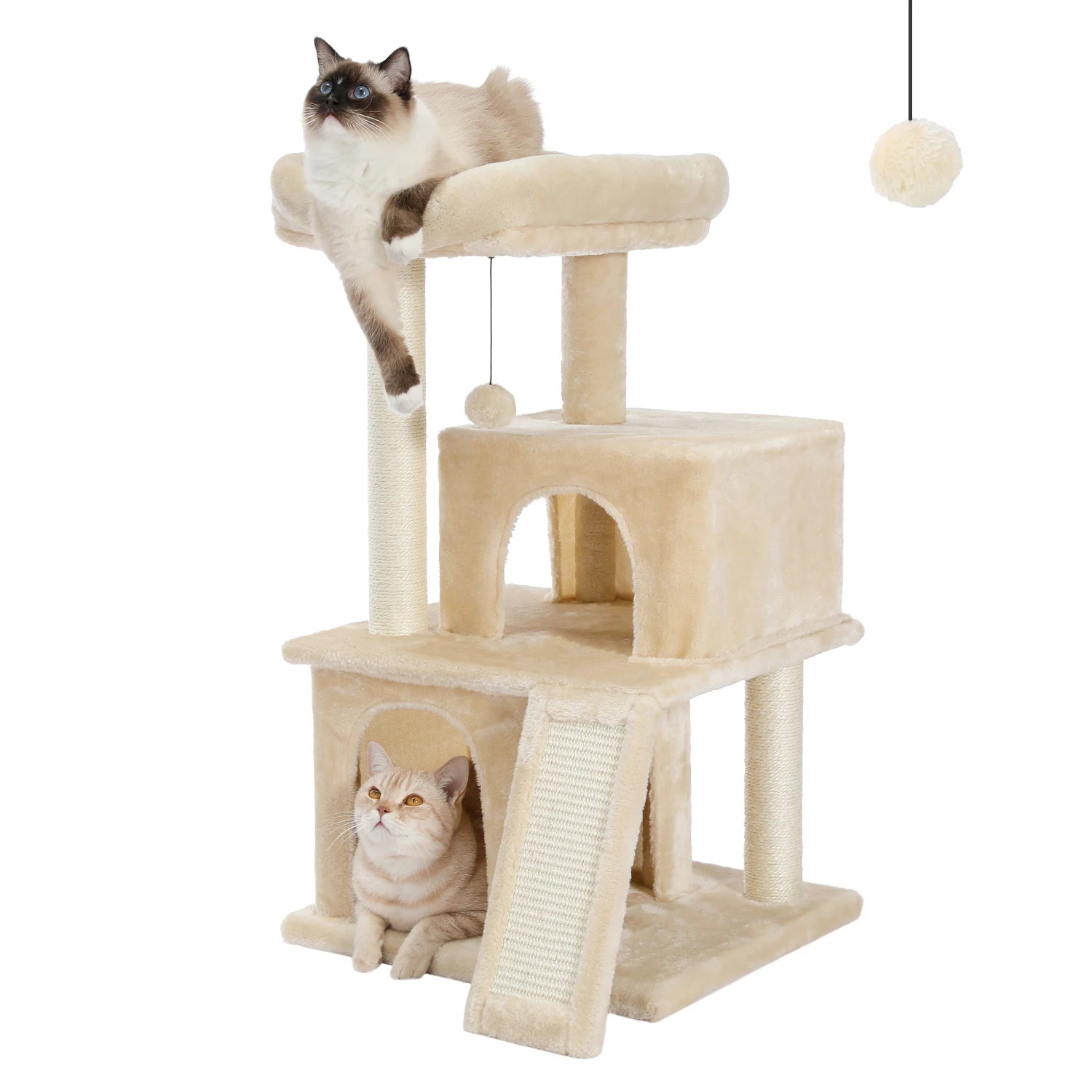 Arbre à chat XXL géant beige : dimensions variables, double espace, robustesse garantie