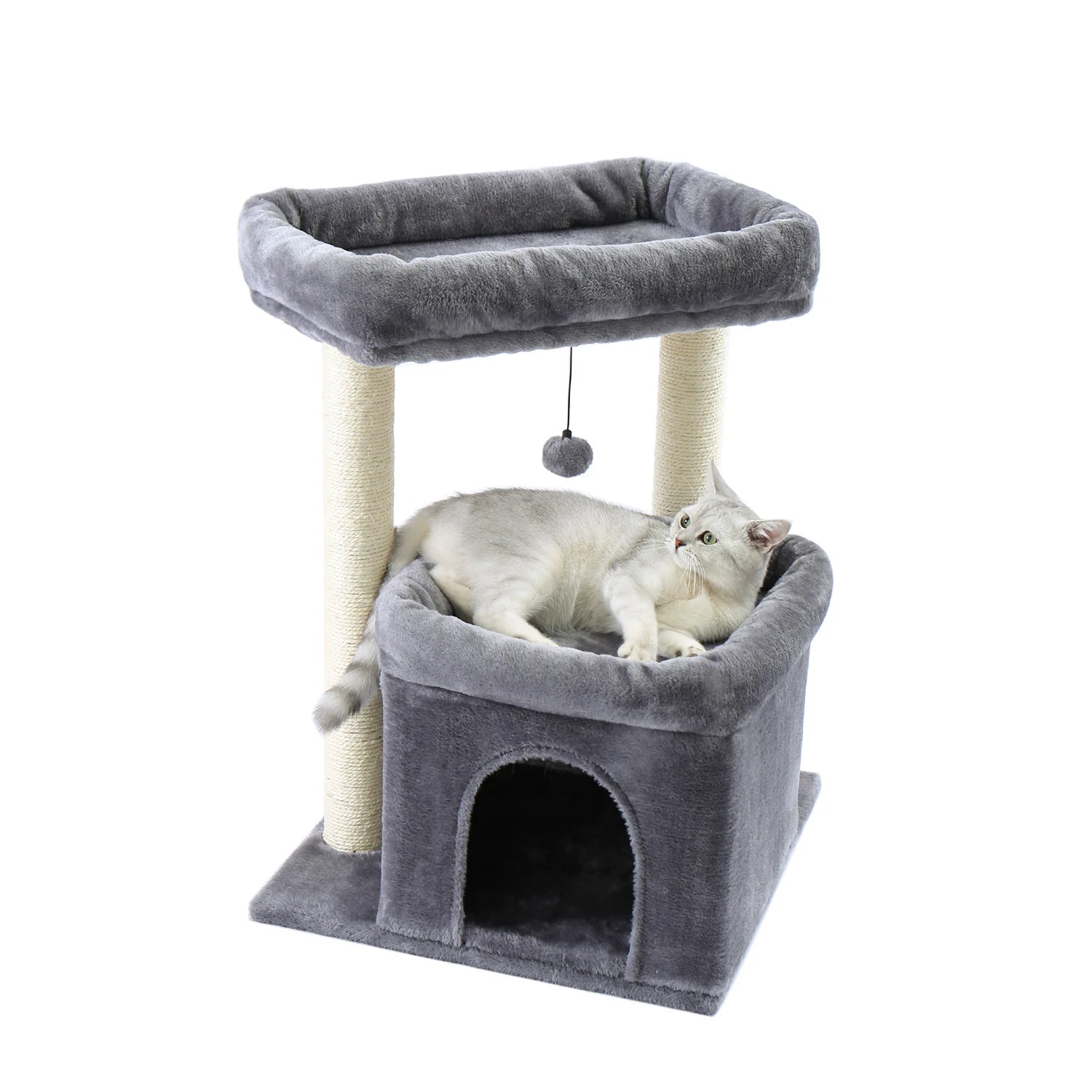 Arbre à chat petit espace : doubles perchoirs, sisal naturel, confort multi chat