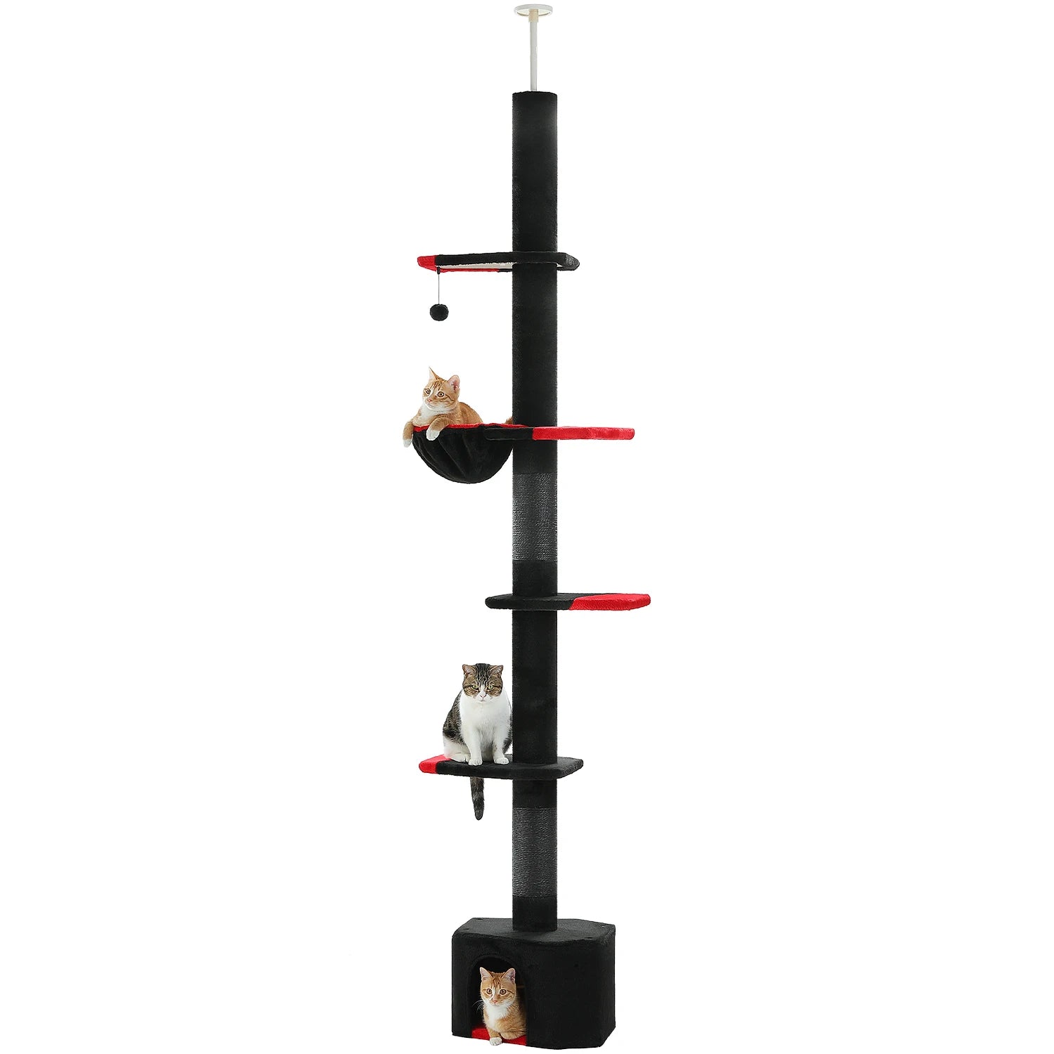 Arbre à chat plafond XXL géant cactus extensible - poteau sisal, 5+ niveaux, fixation sans perçage