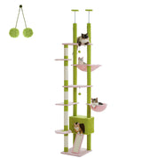 Arbre à chat plafond XXL géant - structure robuste 16kg, 5 griffoirs sisal, hamac et niche