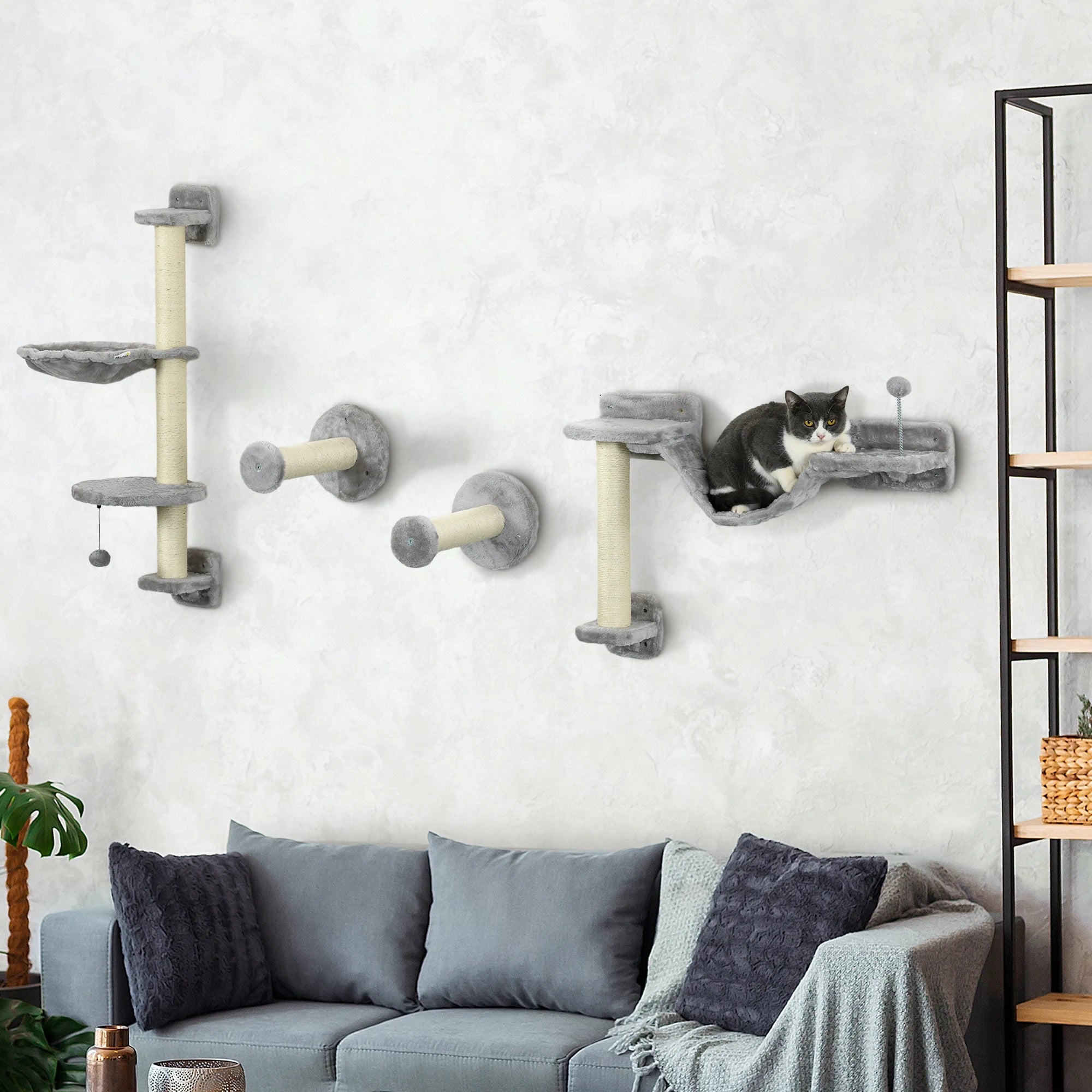 Arbre à chat mural avec hamac suspendu – design compact et 100 % vertical