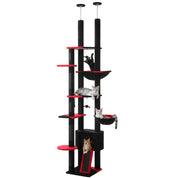 Arbre à chat plafond XXL géant - structure robuste 16kg, 5 griffoirs sisal, hamac et niche