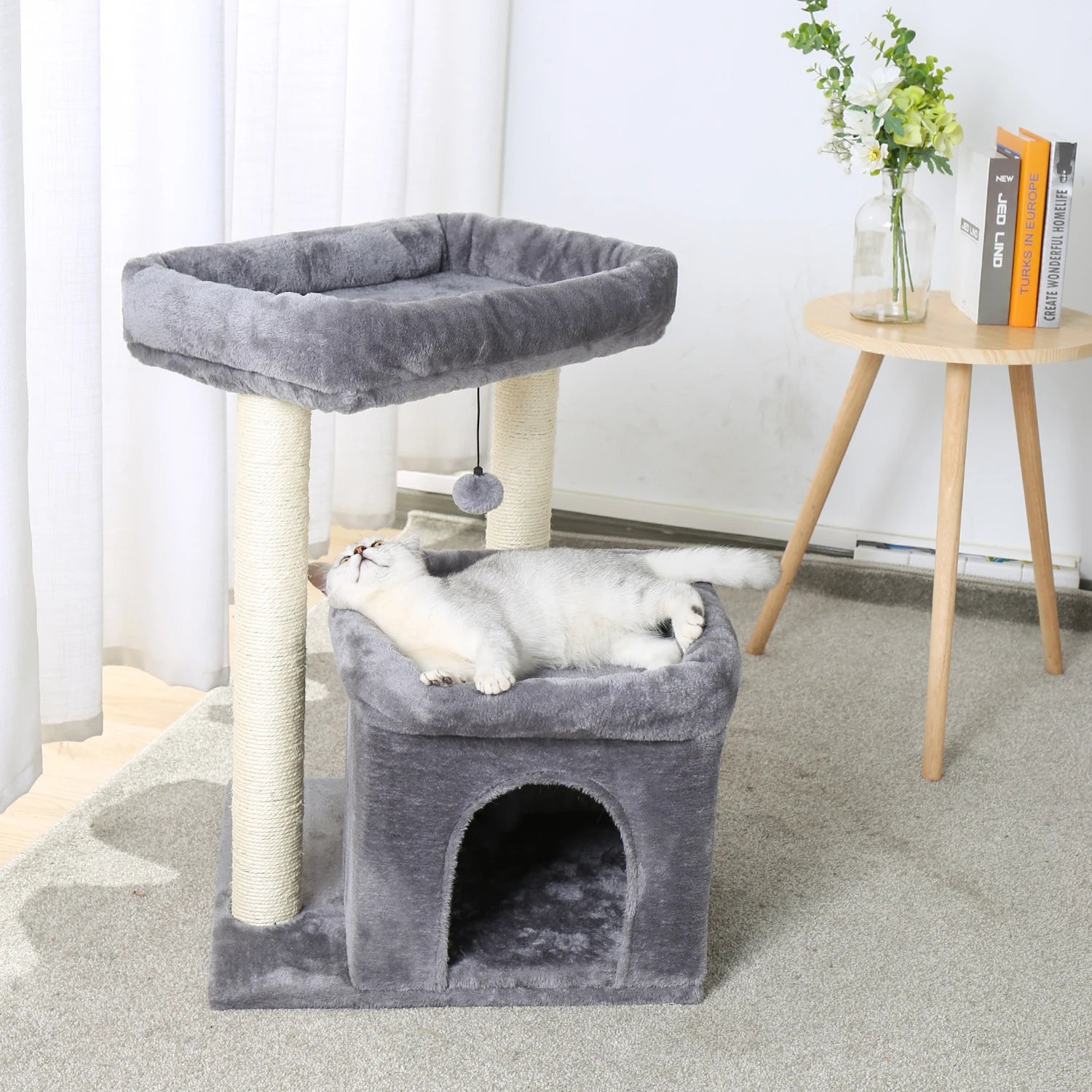 Arbre à chat petit espace : doubles perchoirs, sisal naturel, confort multi chat