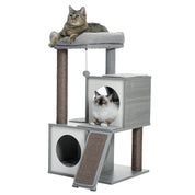Arbre à chat petit - perchoir extra-large, double niche, griffoir sisal