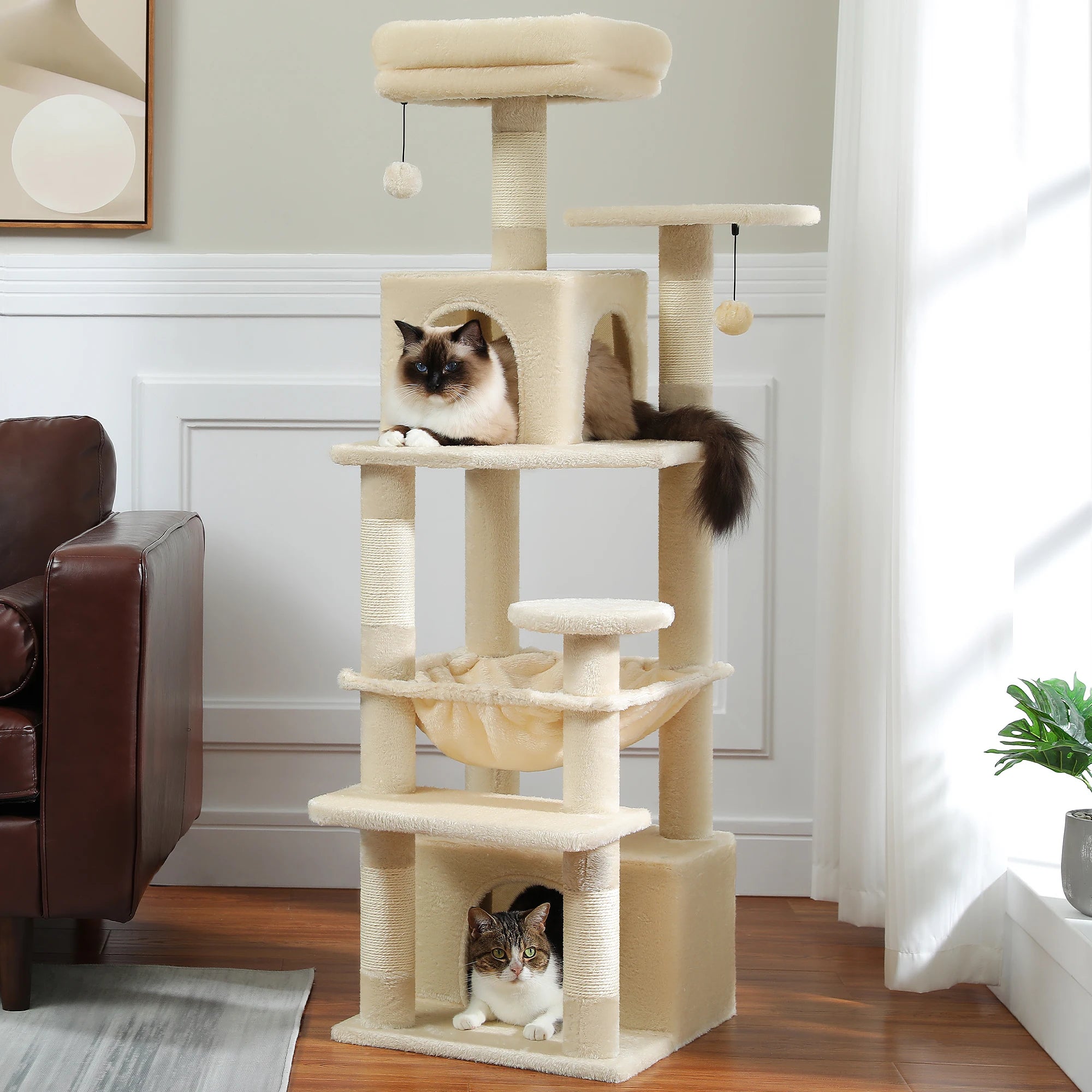Arbre à chat XXL géant – hamac, niches et perchoirs pour petits espaces