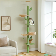 Arbre à chat plafond XXL cactus ajustable - 5 niveaux, griffoirs sisal